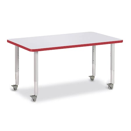 Jonti-Craft Berries Rectangle Activity Table, 30 in. x 48 in., Mobile, Freckled Gray/Red/Gray 6473JCM008
